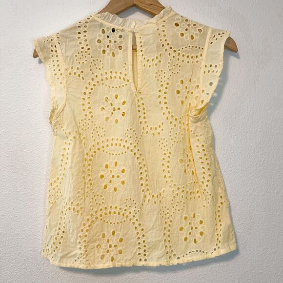 Sanctuary Embroidered Lace Ruffle Sleeve Blouse Butter Yellow S - Picture 6 of 7